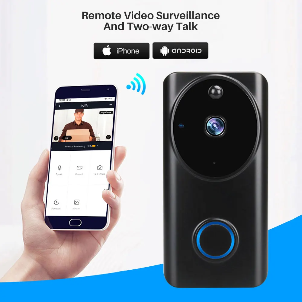 1080P видео дверной звонок Tuya Smart WiFi видеодомофон информация о телефоне толчок