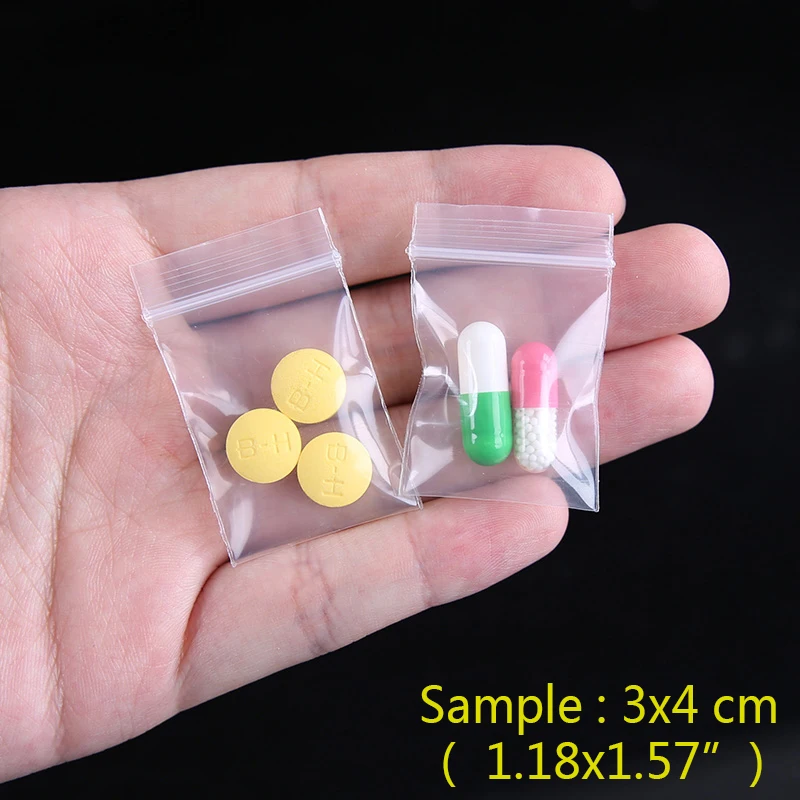 100pcs Mini Zip lock Bags Plastic Packaging Small Jewelry Zipper Ziplock Pill Pouches Clear Storage Thickening Free Shipping