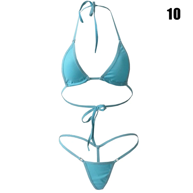 Новинка Женский мини купальник комплект бикини бюстгальтер с завязками на шее