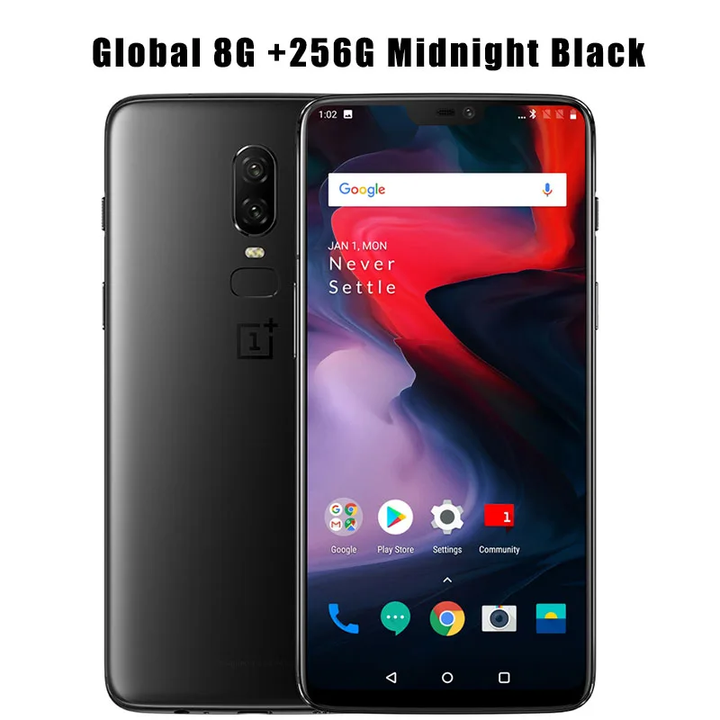 8G 256G Midnight bla Мобильный телефон Oneplus 6 с глобальной прошивкой, 6,28 дюймов, 6G/8G ram, Восьмиядерный Android 8,1, разблокировка отпечатков пальцев, зарядка - Цвет: 8G 256G Midnight bla