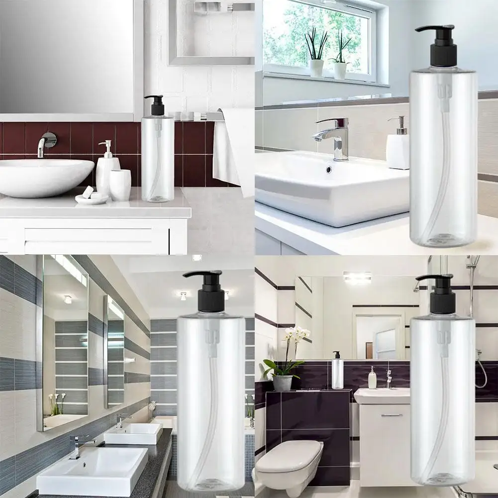 

500ml Flat Shoulder Heart Bottle Lotion Pump Shampoo Cosmetic Trial Sample 1pcs