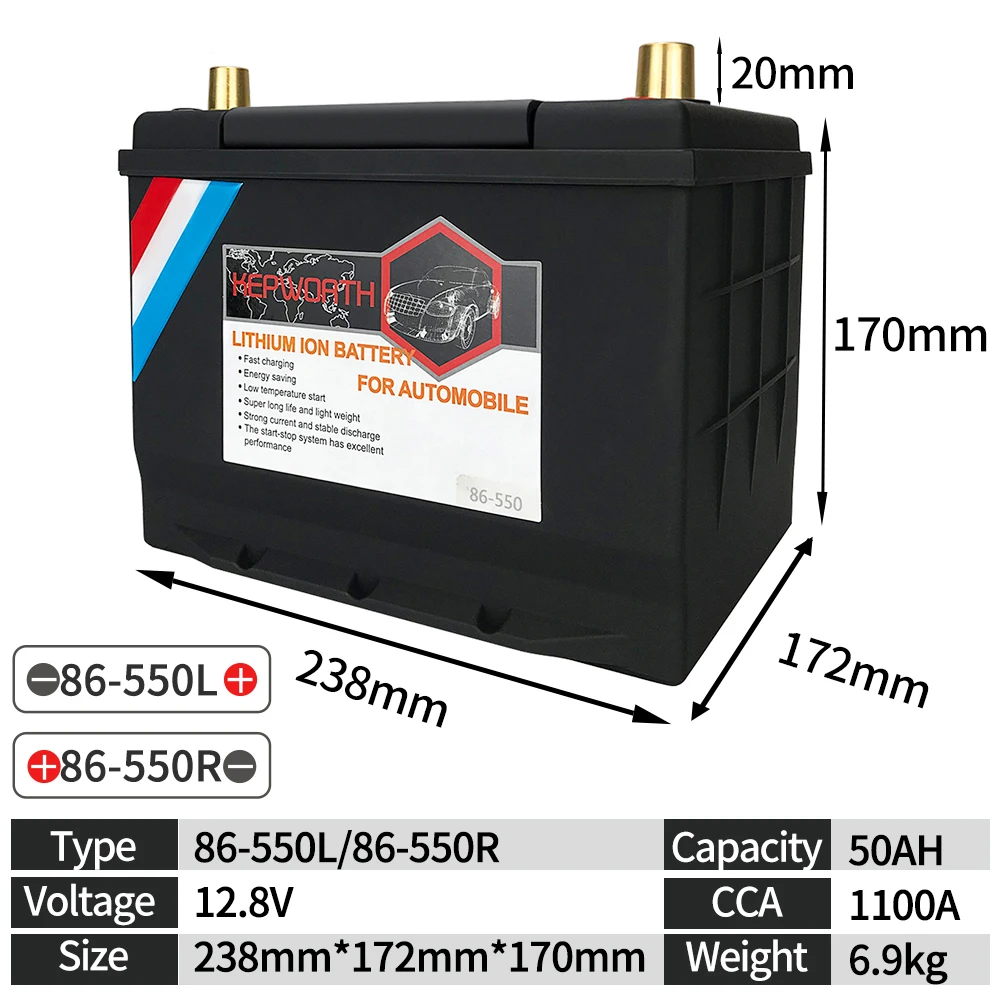 Пусковое устройство для автомобильного аккумулятора LiFePO4 с мотором 86 550L/R 12 В 60 ач