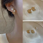 Женские серьги-гвоздики с искусственным жемчугом, без проколов