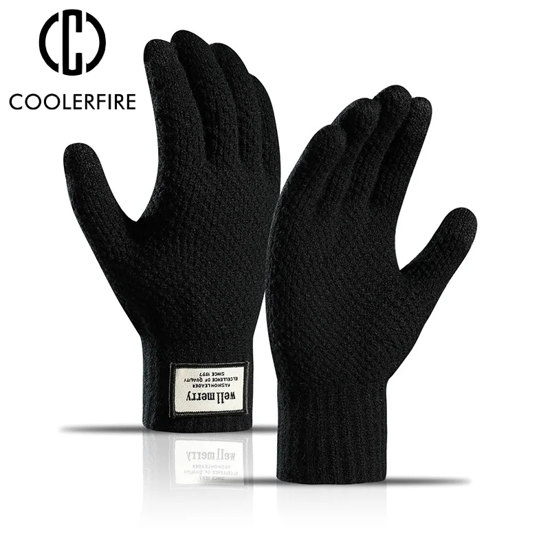 

Fashion Knitted Man Gloves Autumn and Winter Comfortable Large Men Cashmere Thick Jacquard Warm Wool Touch Screen Gloves ST239