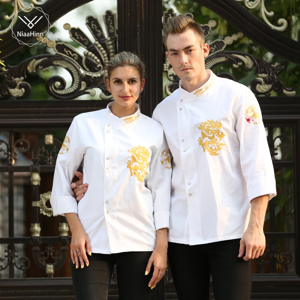 Высококачественная дышащая унисекс куртка шеф-повара Dragon рубашка Комбинезоны