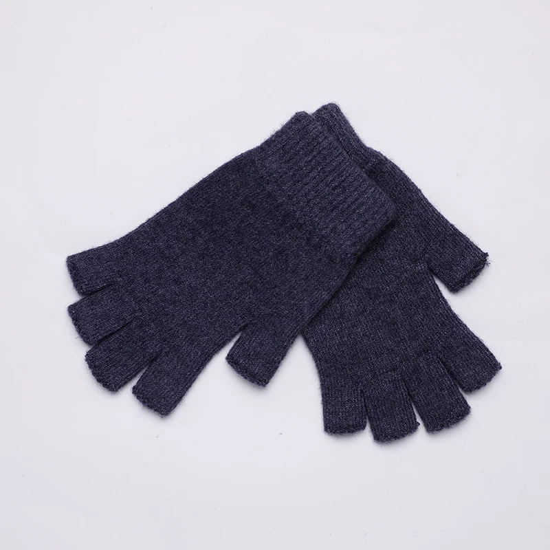11 Navy Blue Sparsil мужские и женские кашемировые перчатки с половинными пальцами короткие шерстяные вязаные митенки зимняя теплая шапка унисекс шерстяные эластичные перчатки без пальцев - Цвет: 11 Navy Blue