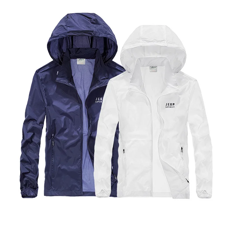 Мужская Легкая ветровка с капюшоном летняя воздухопроницаемая защитой от солнца