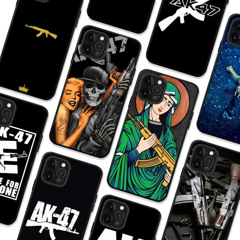 

AK47 Gun Phone Case For iPhone 13 11 8 7 6 6S Plus X XS MAX 5 5S SE 2020 XR 11 pro DIY Funda