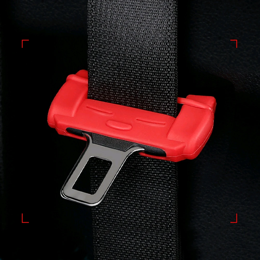

Universal Silicone Car Seat Belt Buckle Covers Clip Anti-Scratch Protective Cover Clamp Car SUV Decoration Accessories Red/Black