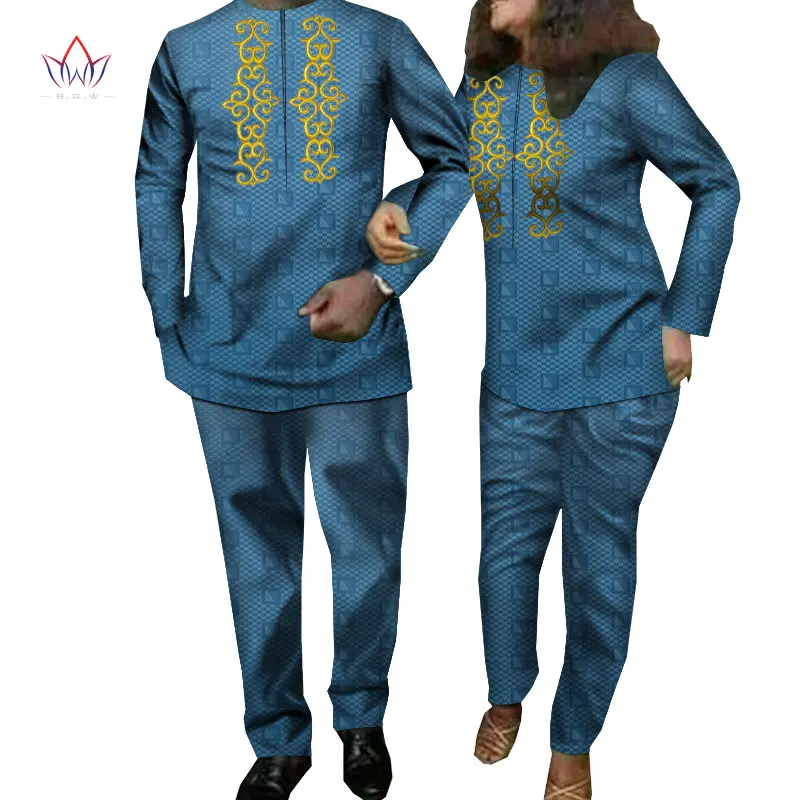 2021 African Print Top and Pants Sets for Couple Clothing BintaRealWax Sweet Love Suits 2 Pieces Lover Couples Clothes WYN1195