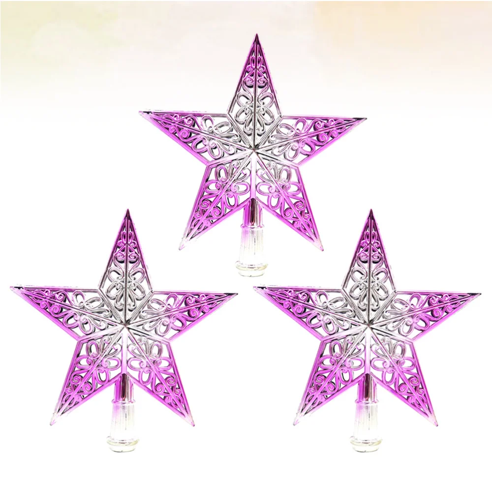 

3pcs 20cm 3D Christmas Tree Star Topper Hollow Out Christmas Tree Decoration Ornaments (Gradient Golden)