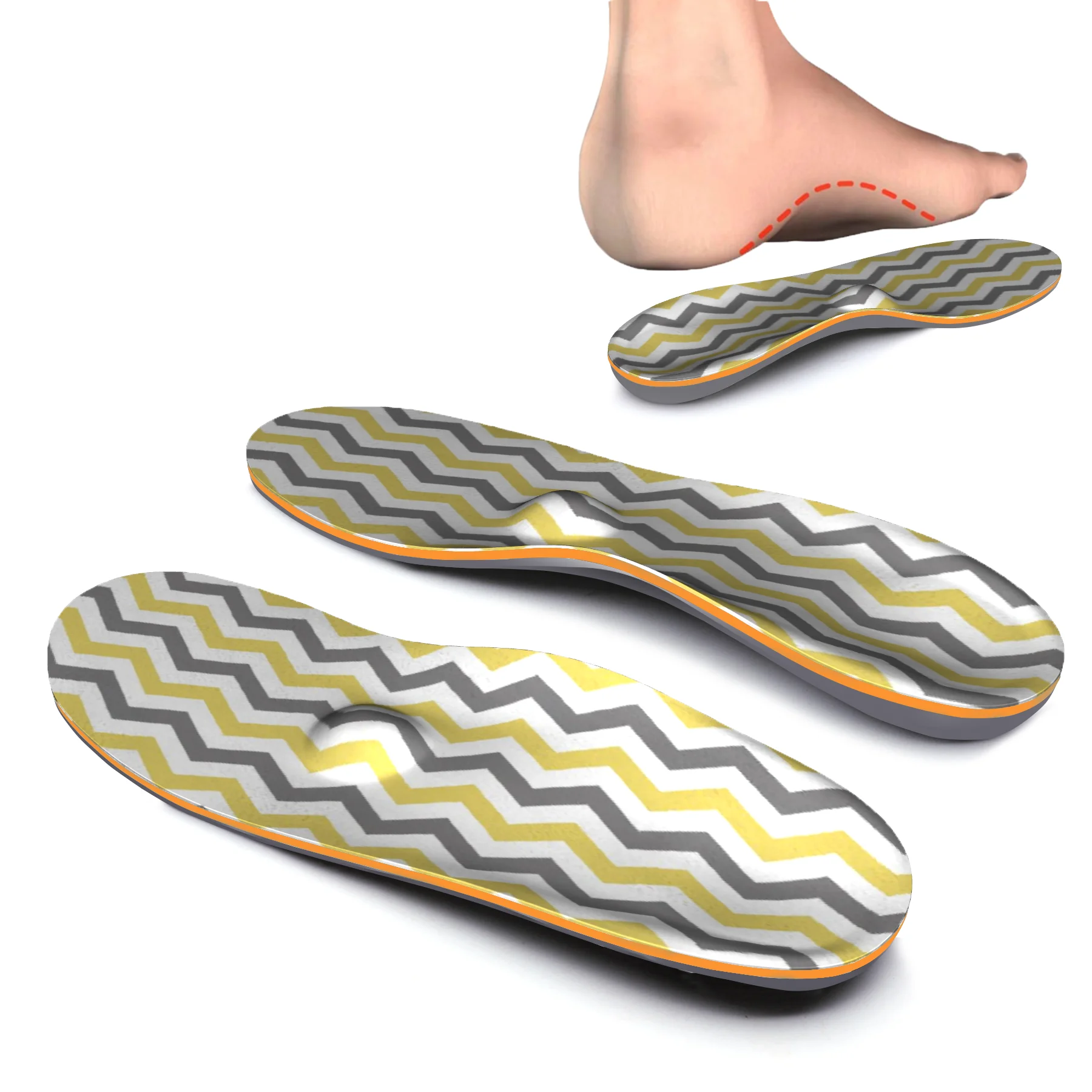 

Memory Foam Gold Stripe High Arch Support Insole for Men and Women Ease Plantillas Fascitis Plantar Foot Pain Orthopedic Insoles