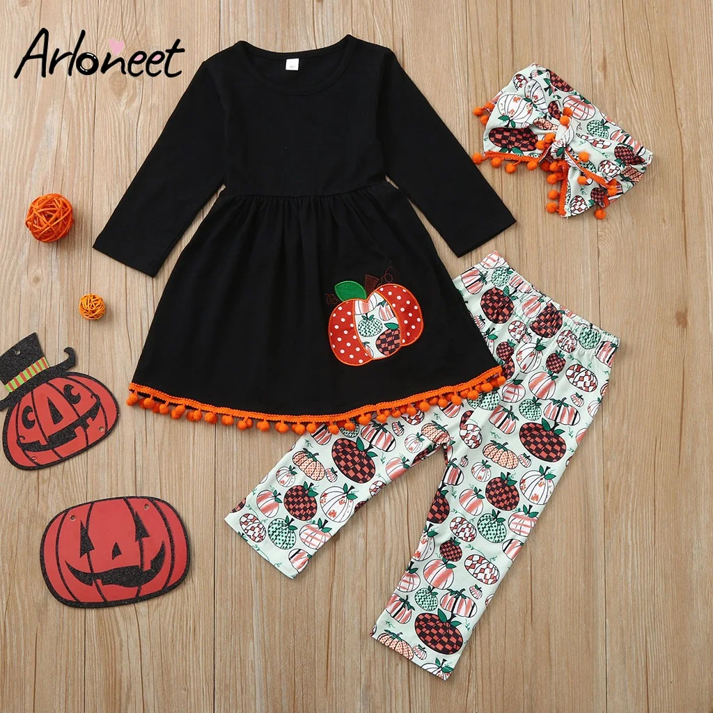 Детская осенняя одежда для маленьких девочек комплект из топа с длинным рукавом