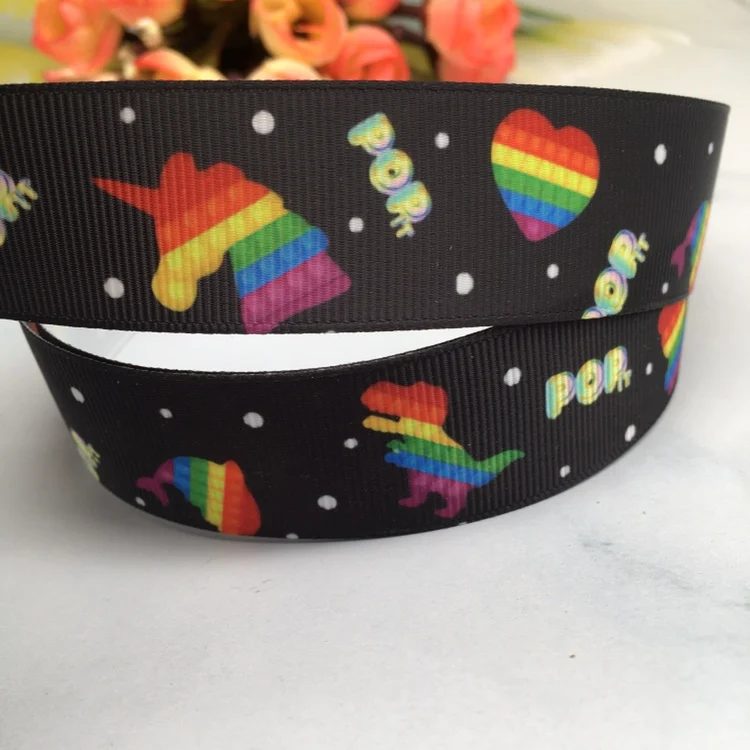 

1 "25MM 5Yards Cartoon unicorn Printed Grosgrain Ribbons For Hair Bows DIY Handmade Materials 2022010801