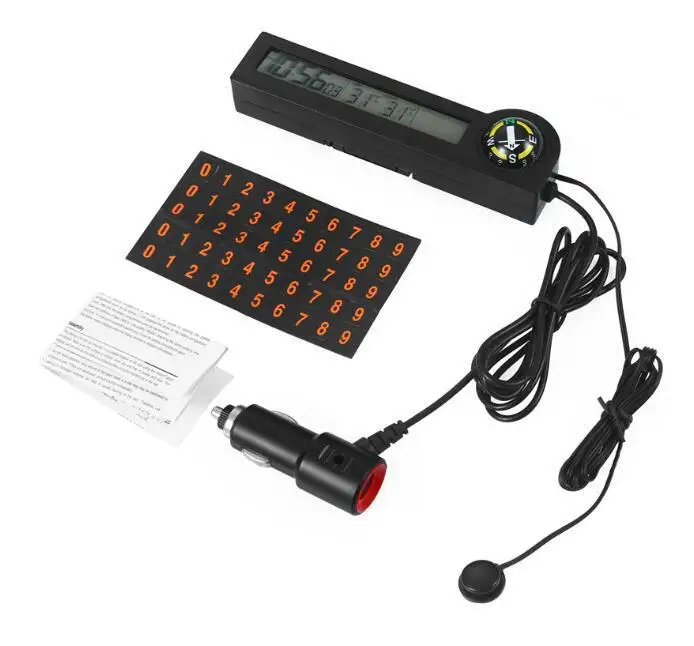 12 В цифровые часы дисплей для помещений и улицы компас Автомобильный термометр