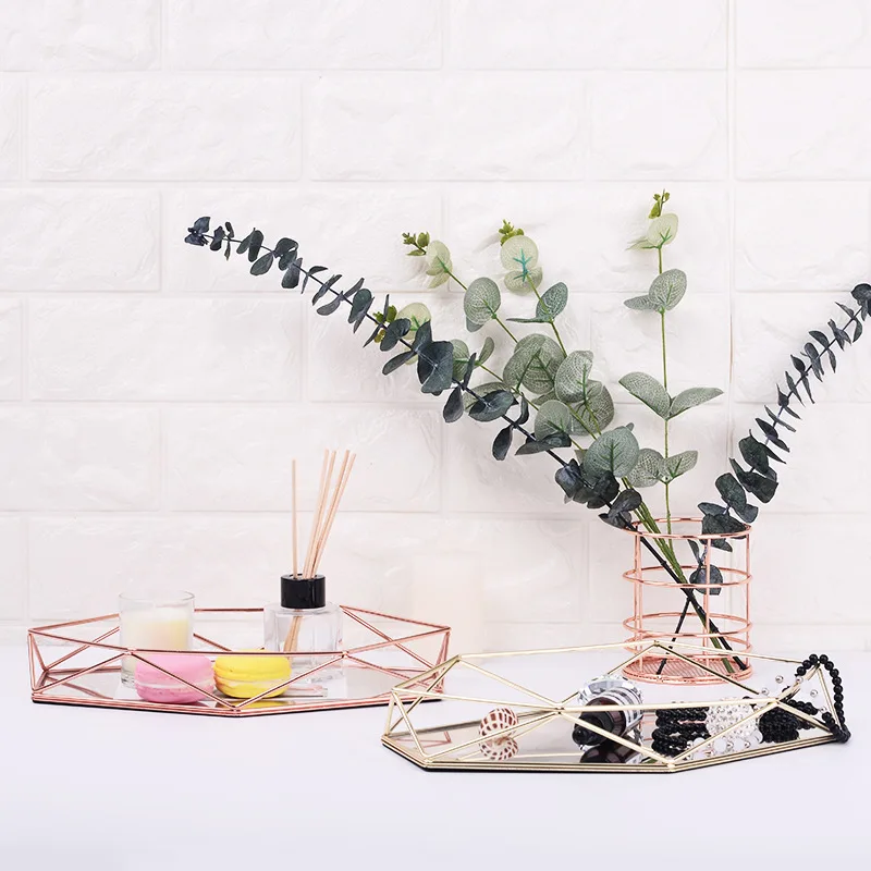 Скандинавский Новый шестигранный металлический лоток для хранения прозрачная