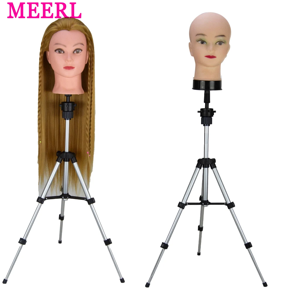 Mini Tripod Wig Stand Adjustable Metal Hairdressing Training Mannequin Head Wig Stand Wig Non-Slip Base for Doll Head Block Wig