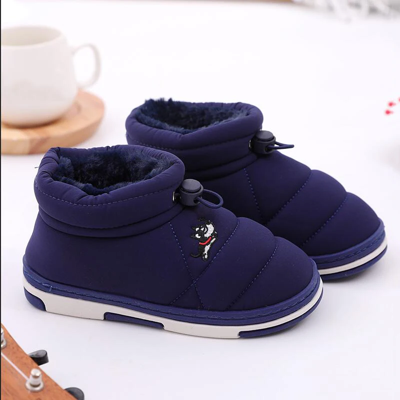 Детские хлопковые ботинки плюшевые ботильоны детские зимние Водонепроницаемая