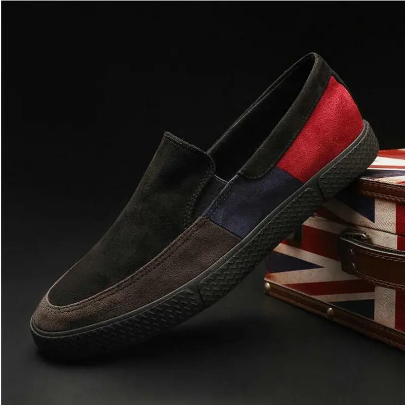 Мужские лоферы для вождения с круглым носком холщовые кроссовки плоская подошва