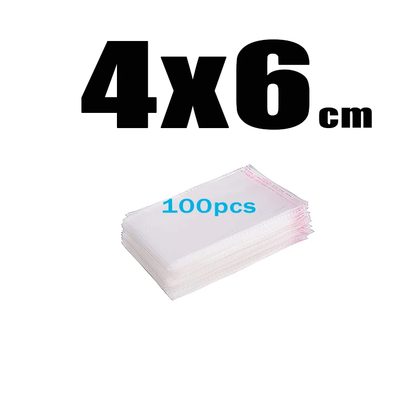 4x6CM 100pcs Прозрачный пластиковый самоклеющийся пакет целлофановые пакеты прозрачная Толстая самозапечатывающаяся маленькая упаковка герметичный полиэтиленовый пакет - Цвет: 4x6CM 100pcs