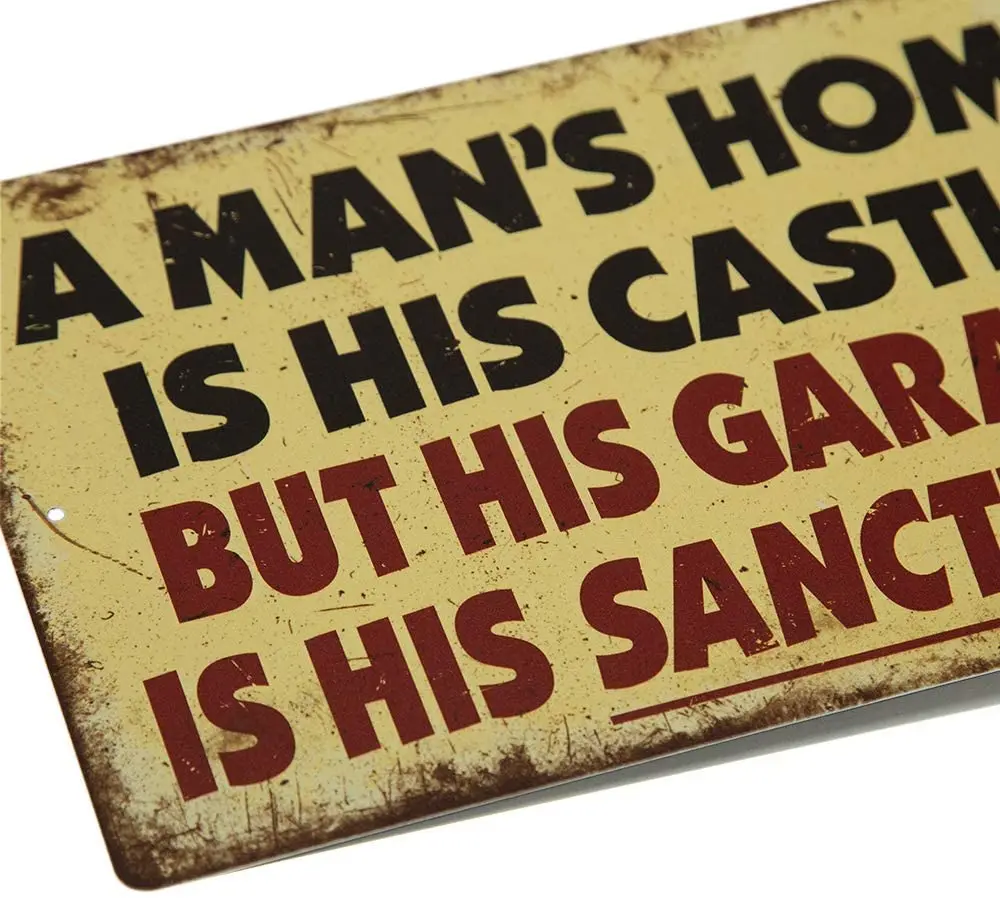 

Putuo Decor Metal Tin Sign Garage Man Cave Wall Decor A Man's Home is His Castle But His Garage is His Sanctuary 12x8