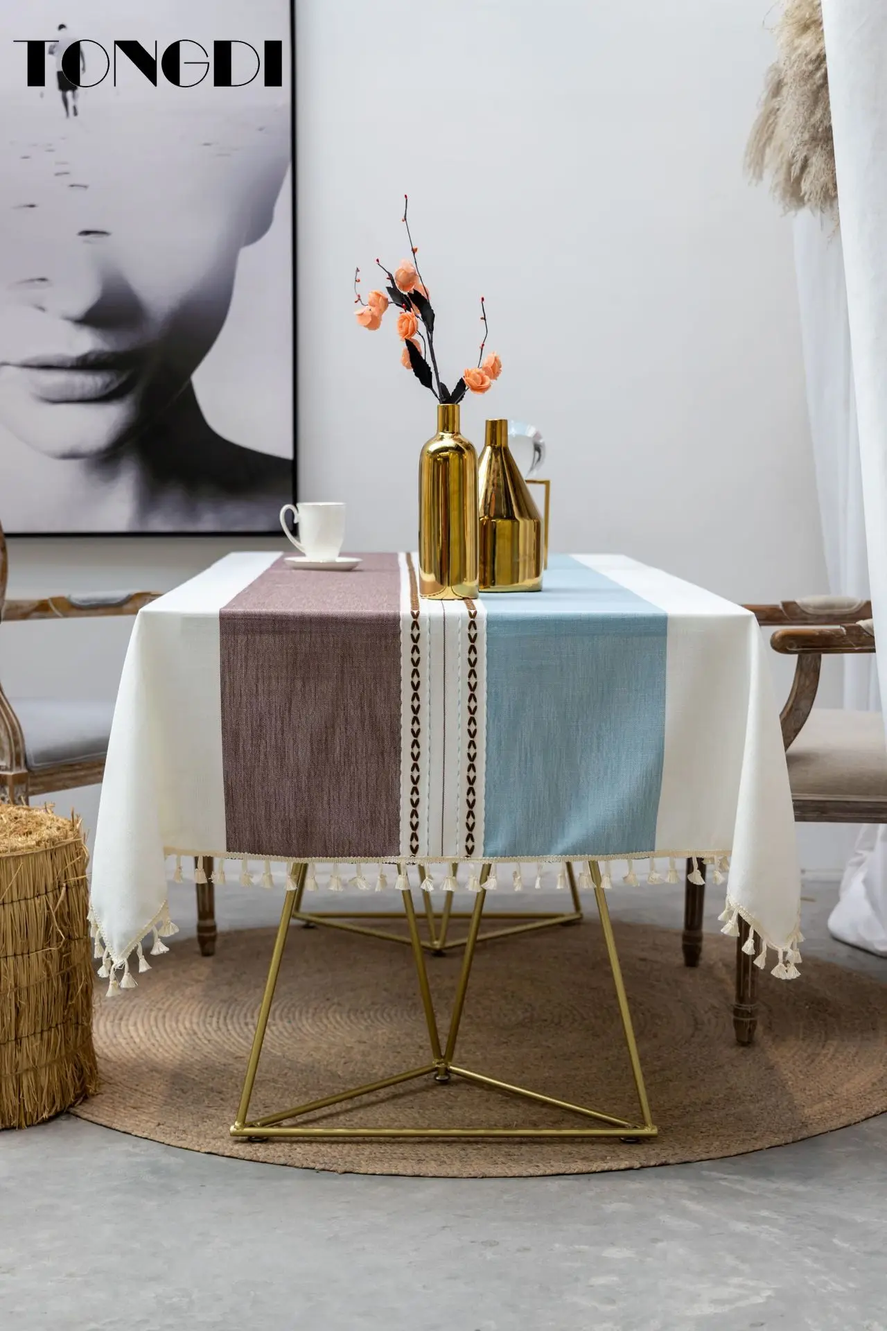 TONGDI скатерть постельное белье в средиземноморском стиле кружевная вышивка