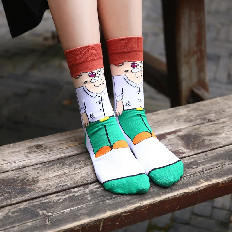 

5 Pairs/Set Cartoon Print Socks Man Woman Hip hop Cool Socks Long Skate Funny Socks Colorful Happy Socks Harajuku Cute