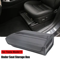 2021 new for tesla model y under seat storage box folding leather organizer box car modification interior car accessories