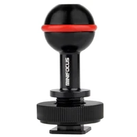 hot ad diving cold shoe 1 inch ball mount head base adapter connector for underwater camera waterproof housings case videoflash
