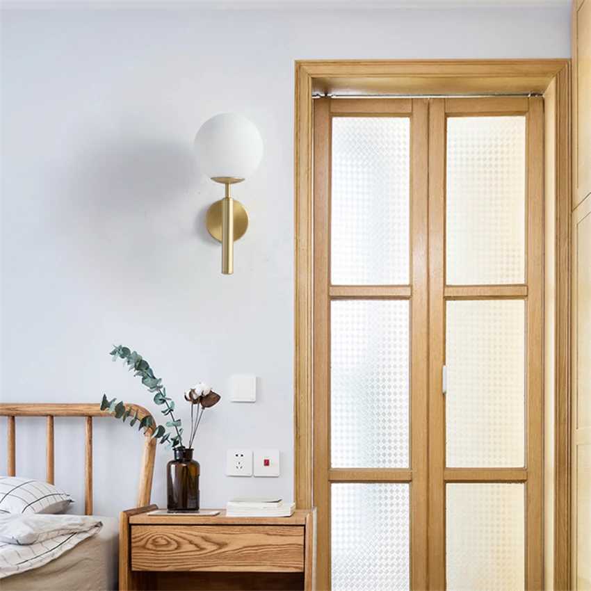 Роскошные Настенные лампы с белым стеклянным абажуром настенные светильники в