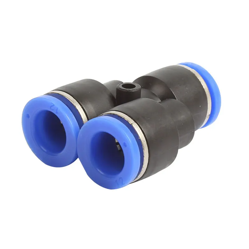 &quotY&quot Pneumatic Connector Tee Union Push In Fitting for Air Pipe joint OD 4 6 8 10 12MM Y Type Shape 1 to 2 Plug Adapter |