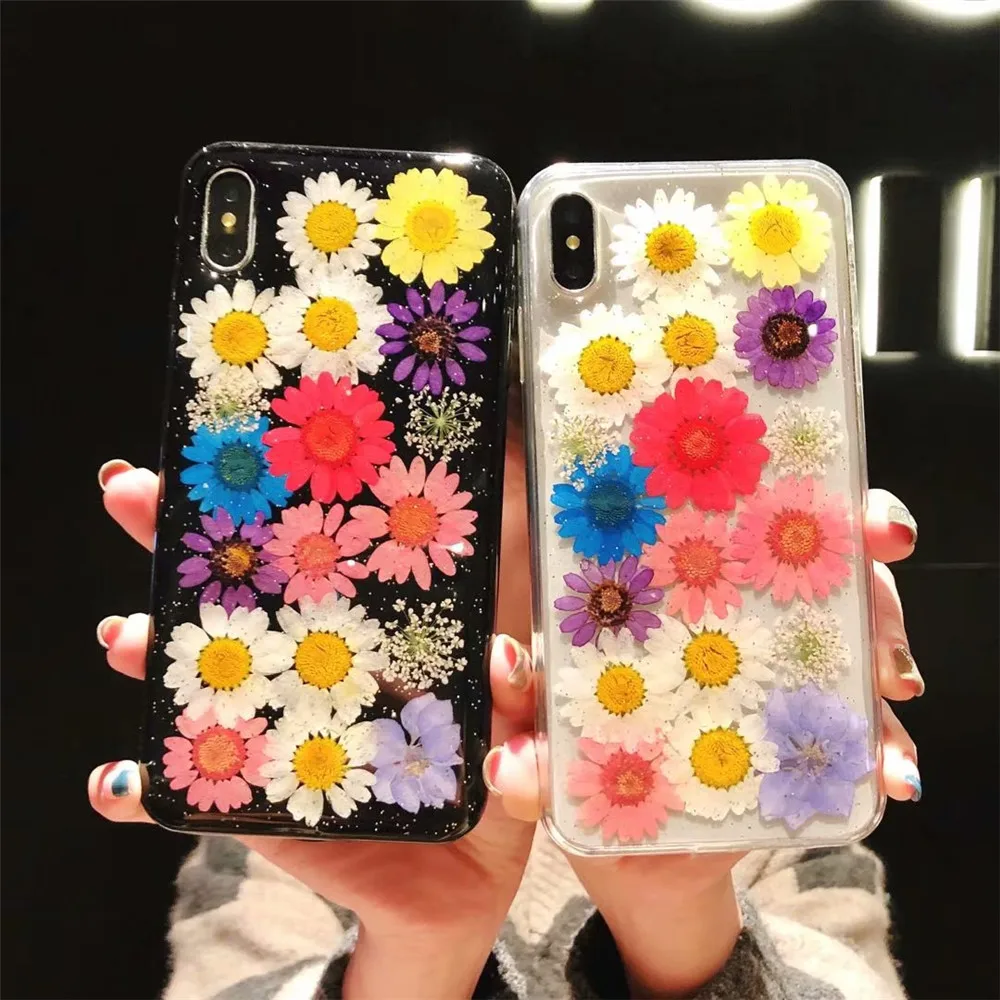 Dried Real Flower Handmade Clear Pressed Phone Case For iPhone 6 6S 7 8 Plus X XS Max XR Soft TPU Back Cover Capa Coque |