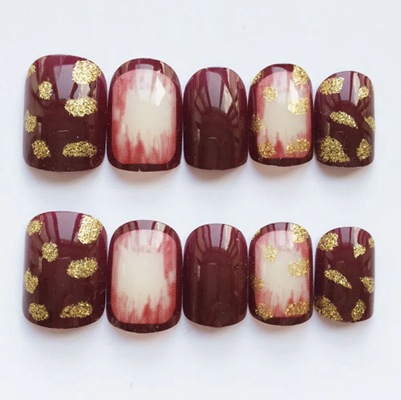 24 шт. Свадебные Благородные красные винные алмазные маникюрные 3D накладные ногти