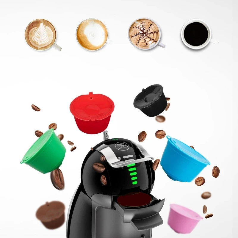 5PCS Refillable Coffee Capsules Refilling Filter Pod Reusable Cup Spoon Brush Set ware Gift | Дом и сад