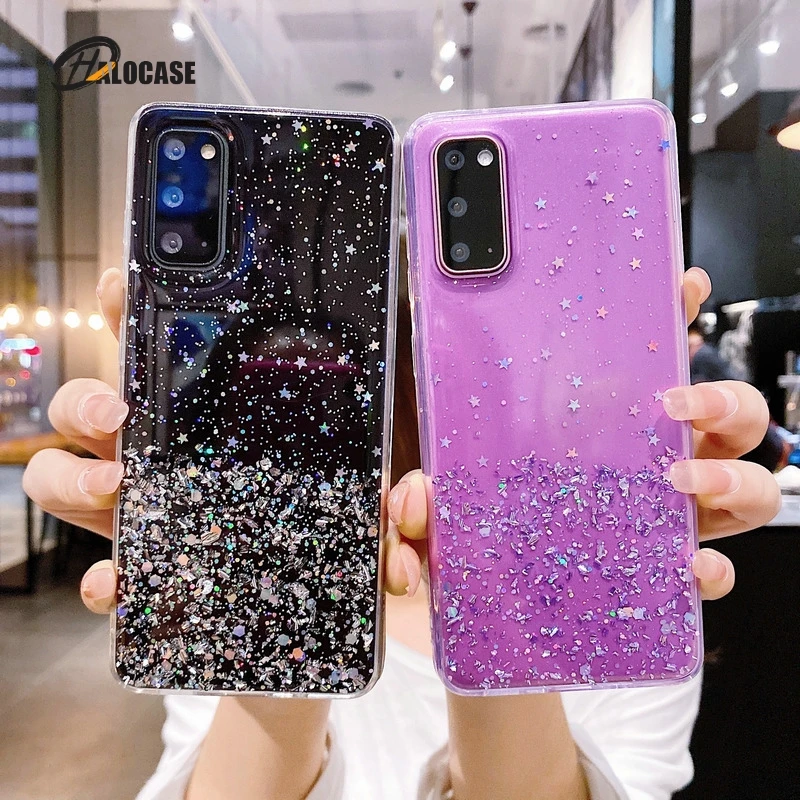 

Glitter Bling Star Soft Clear Cover For Samsung Galaxy A02S A12 A21S A31 A41 A42 A51 A71 M31S A10S A10 A30S A50 S20 FE Plus Case