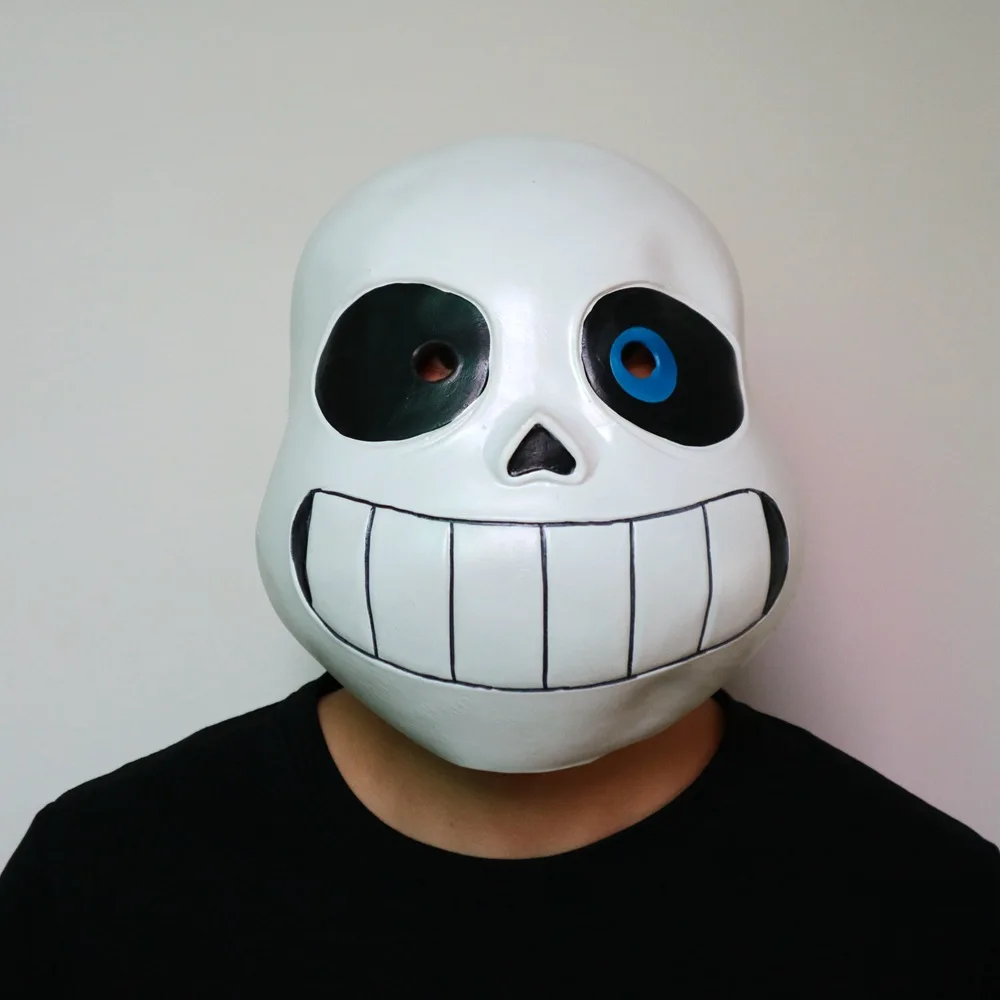 Толстовки для косплея Undertale Sans латексная маска крутая скелет Cos голубое пальто