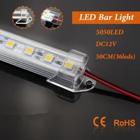 super bright 50pcs 5050 led bar light 0 5m 36 led 12v 24v led hard strip bar light u groove warmcold white led strip light