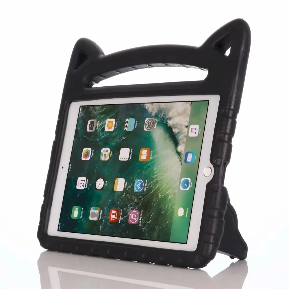 Черный Детский ударопрочный чехол для Apple IPad Air 2 IPad 5 6 Чехол EVA ручка планшет стенд чехол для IPad 9,7 Funda - Цвет: Черный