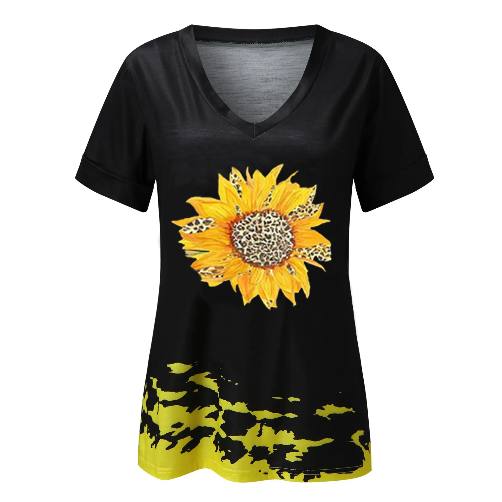 

40# Floral Print Blouse Women Casual V-neck Short Sleeve Tunic Shirt For Women Harajuku Plus Size Top Femme Blusas Y Camisas