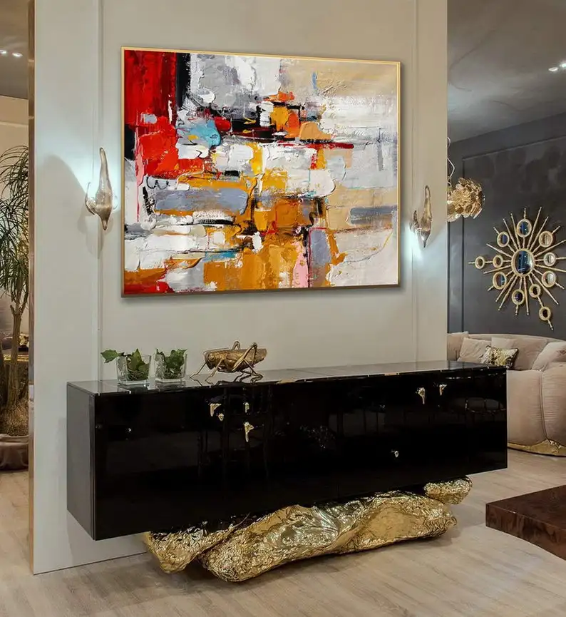 Koop Handgemaakte Acryl Schilderen Paletmes Moderne Canvas Art Werk Abstract Kunstwerk Grote Wall Art Office Woonkamer Decor Olie