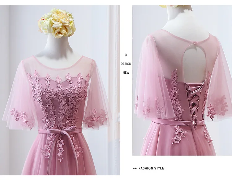 MNZ-9858Z# платье подружки невесты новые зимние рождественские платья средней длины с длинными рукавами г. Бледно-лиловый на шнуровке для девочек
