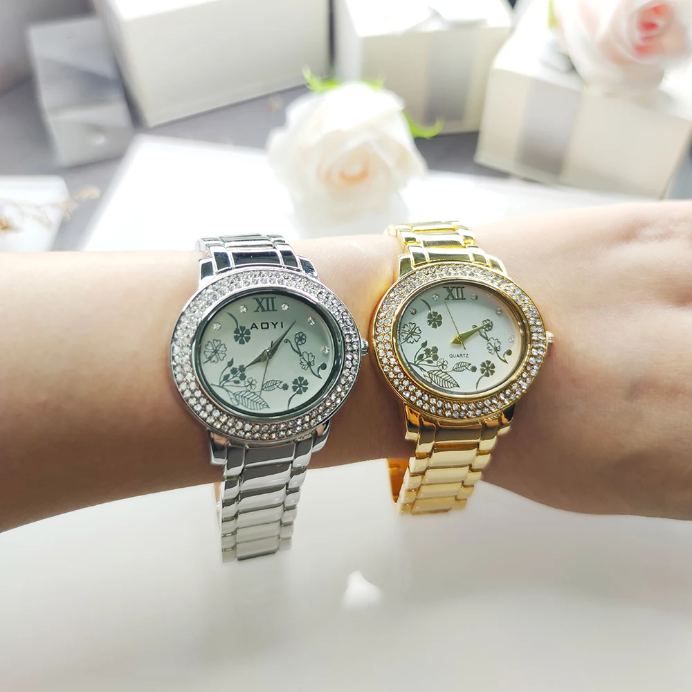 2021 Большие женские модные часы стразы наручные кварцевые с кристаллами