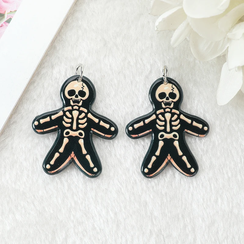 12Pcs Christmas Pastel Goth Charms Spooky Gingerbread Man Snowman Holiday Decoration Pendant For Earring Necklace Diy Making images - 6