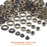 kalaso 100sets bronze color pure brass material 4mm5mm6mm8mm10mm grommet eyelet with washer fit leather craft shoes belt cap