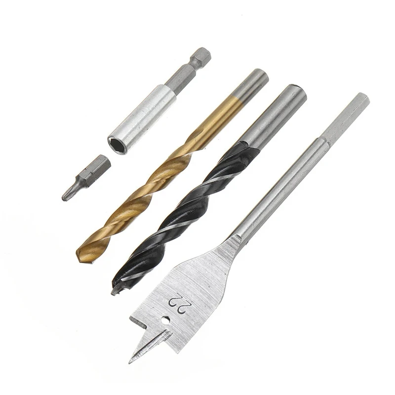 

31Pcs Woodworking Drill Bit Hole Saw 1/4 Inch Hex Shank Magnetic Connecting Rod Screwdriver Bits Household Construction Tool