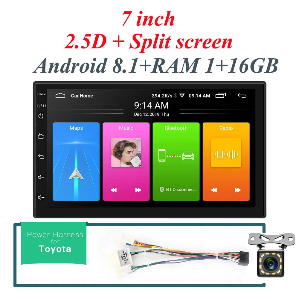 toyoto Android 8,1 автомобильное радио стерео gps навигация Bluetooth wifi Универсальный 7 ''2din 2.5D ips автомобильное радио стерео четырехъядерный мультимедиа - Цвет: toyoto