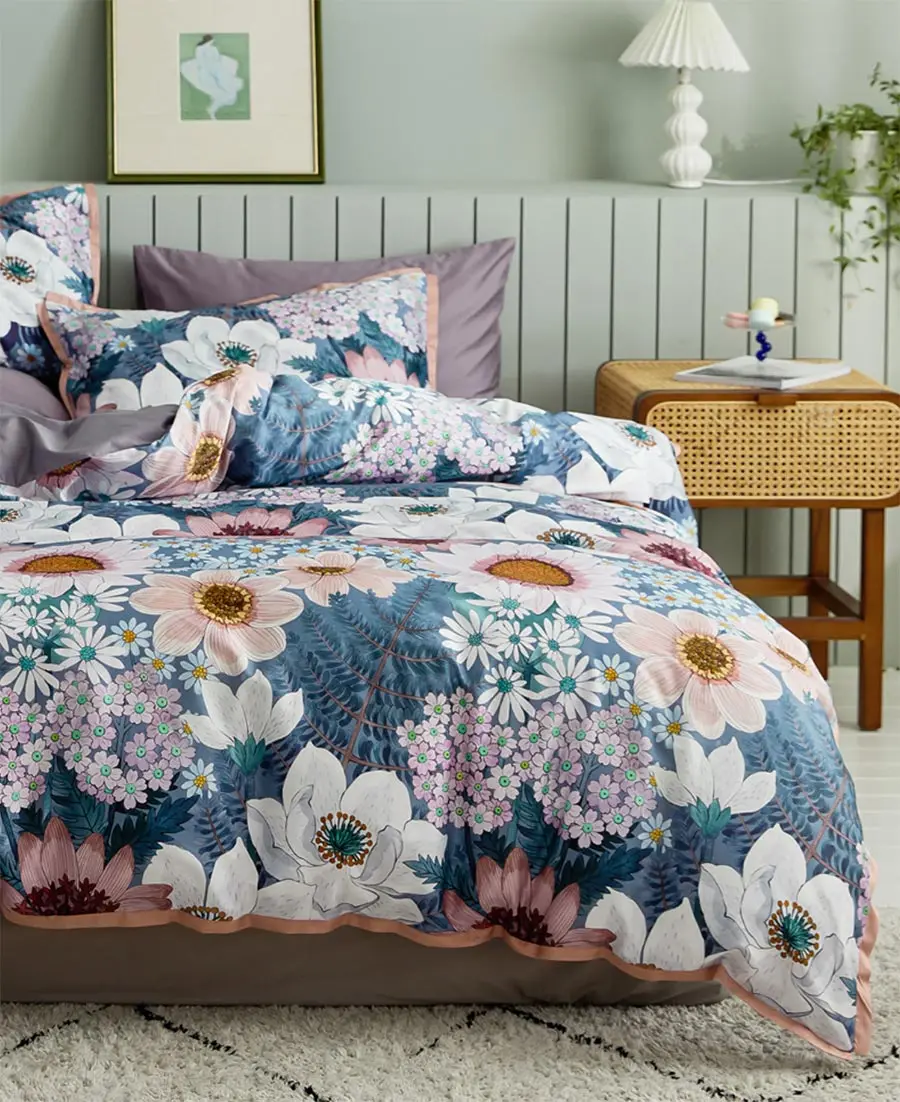

Цветной винтажный цветочный Комплект постельного белья, полный Королевский 60s хлопковый пасторальный двойной домашний текстиль простыня н...