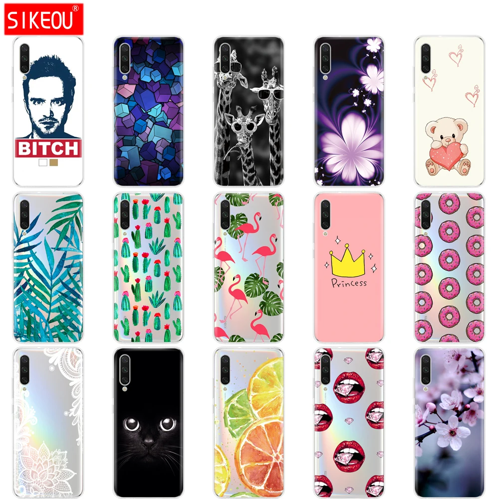 Силиконовый чехол для xiaomi mi 9 LITE прозрачный из ТПУ lite задняя крышка mi9 с цветочным