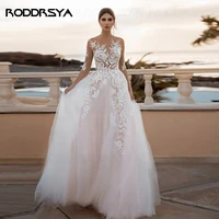 sheer 34 sleeves see through wedding dress floral applique sexy illusion lace wedding bridal gown