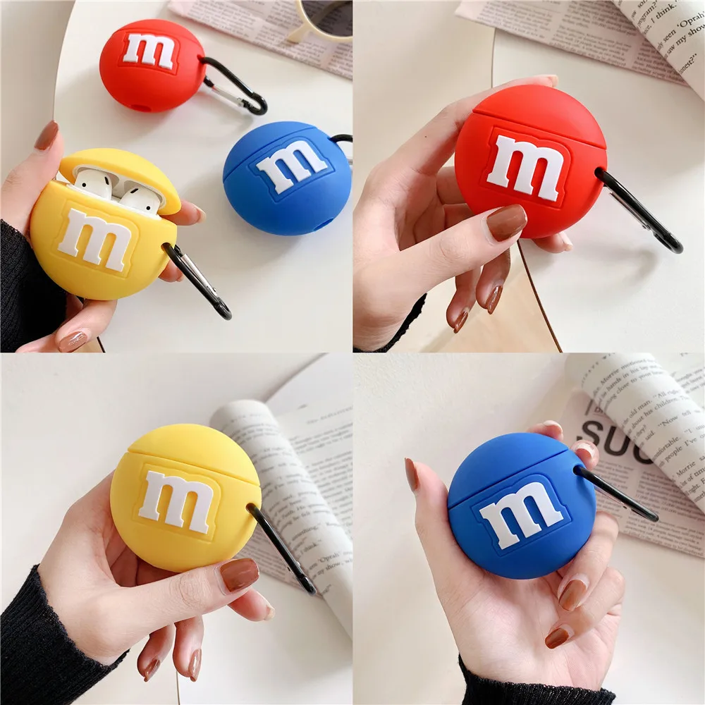 Силиконовый чехол M & m в виде Шоколадных Бобов для Apple Airpods 1 2 милый Уникальный